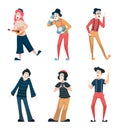 Mime actors. Traditional comedy street artists theatre performance funny show exact vector characters