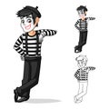 Mime Artist Leaning Against Pose Cartoon Character Royalty Free Stock Photo