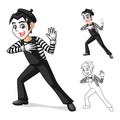 Mime Artist Perform Body Motions Cartoon Character