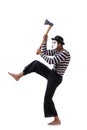 The mime with axe isolated on white background Royalty Free Stock Photo