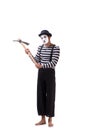 The mime with axe isolated on white background Royalty Free Stock Photo