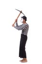 The mime with axe isolated on white background Royalty Free Stock Photo