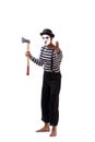 The mime with axe isolated on white background Royalty Free Stock Photo