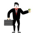 Mime businessman. pantomime boss. mimic buyer and money. Vector