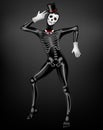 Human skeleton halloween costume realistic vector