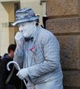 Mime dressed like Charlie Chaplin in the streets of Padova. Italy