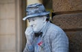 Mime dressed like Charlie Chaplin in the streets of Padova. Italy