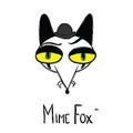 Mime fox cartoon style logotype.