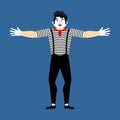 Mime happy. pantomime merry. mimic cheerful. Vector illustration Royalty Free Stock Photo