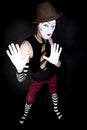 Mime in hat, tie and white gloves Royalty Free Stock Photo