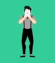 Mime OMG. fear pantomime. dread mimic. Vector illustration