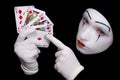 Mime with playing cards Royalty Free Stock Photo