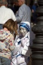 Mime playing Mother Teresa Royalty Free Stock Photo