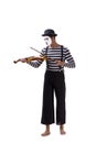 The mime playing violin isolated on white Royalty Free Stock Photo