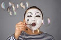 Mime portrait blowing bubbles Royalty Free Stock Photo