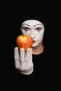 Mime with red apple Royalty Free Stock Photo