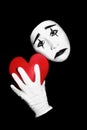 Mime with red heart
