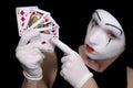 Mime with royal flush Royalty Free Stock Photo
