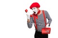 mime shouting in stationary telephone Royalty Free Stock Photo