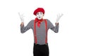 mime showing shrug gesture isolated