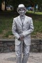 Mime in a silver suit