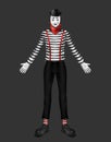 Sad mime costume 3d realistic vector illustration