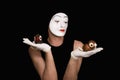 Mime with toy birds Royalty Free Stock Photo