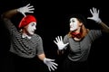 Mimes hit invisible wall Royalty Free Stock Photo