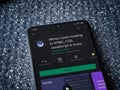 Mimo - Learning coding app play store page on the display of a black mobile smartphone on a metallic background