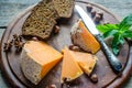 Mimolette with hazelnuts Royalty Free Stock Photo