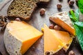 Mimolette with hazelnuts Royalty Free Stock Photo