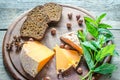 Mimolette with hazelnuts Royalty Free Stock Photo