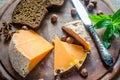 Mimolette with hazelnuts Royalty Free Stock Photo