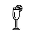 mimosa cocktail glass drink line icon vector illustration