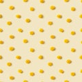 Mimosa flower is pattern of round fluffy yellow balls. Geometric polka dot pattern made of natural flowers