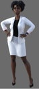 Full body portrait of a beautiful young woman - medical doctor or veterinarian - standing on an isolated background Royalty Free Stock Photo