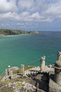 Minack Theatre and Porthcurno in Lands End Royalty Free Stock Photo