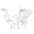 Minangkabau Piring Dance Costume Line Art Illustration