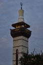 Minaret of an ancient mosque at dusk in the city of Yambu Royalty Free Stock Photo