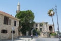 Minaret of Buyuk or Kebir Mosque and Medieval castle in the Larnaca Fort in Cyprus