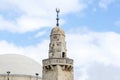 The minaret of Caliph Omar mosque is located near Hurva Synagogue in old city of Jerusalem, Israel Royalty Free Stock Photo