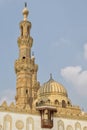 the minaret and dome view of al-azhar mosque at cairo