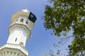 Minaret with islamic flag Royalty Free Stock Photo
