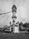 The minaret of the Kapitan Keling Mosque, a landmark Indian mosque located on Pitt Street in George Town, Penang, a UNESCO World