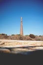 The MInaret of Timur in Central Asia. Turkmenistan. Kunya-Urgench Royalty Free Stock Photo