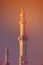 MINARET of the largest mosque of UAE, SHEIK ZAYED GRAND MOSQUE located in ABU-DHABI