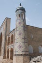 Minaret of madrasa Kukaldosh Royalty Free Stock Photo