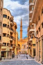 Minaret of the Mohammad Al-Amin Mosque in Beirut, Lebanon Royalty Free Stock Photo