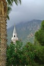 Minaret and mountain above KaÃÅ¸, Turke Royalty Free Stock Photo