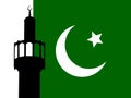 Minaret with Pakistani Flag Royalty Free Stock Photo
